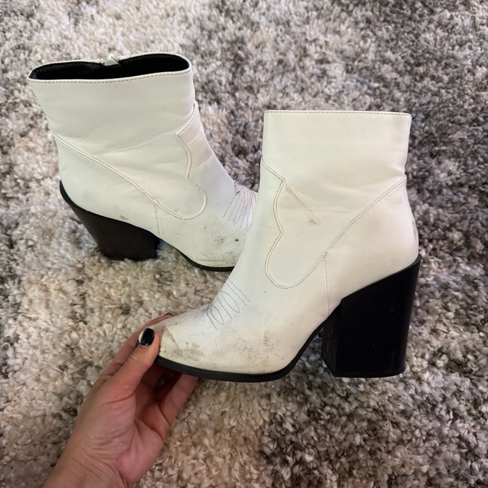 ASOS White Ankle Boots with Black Heel